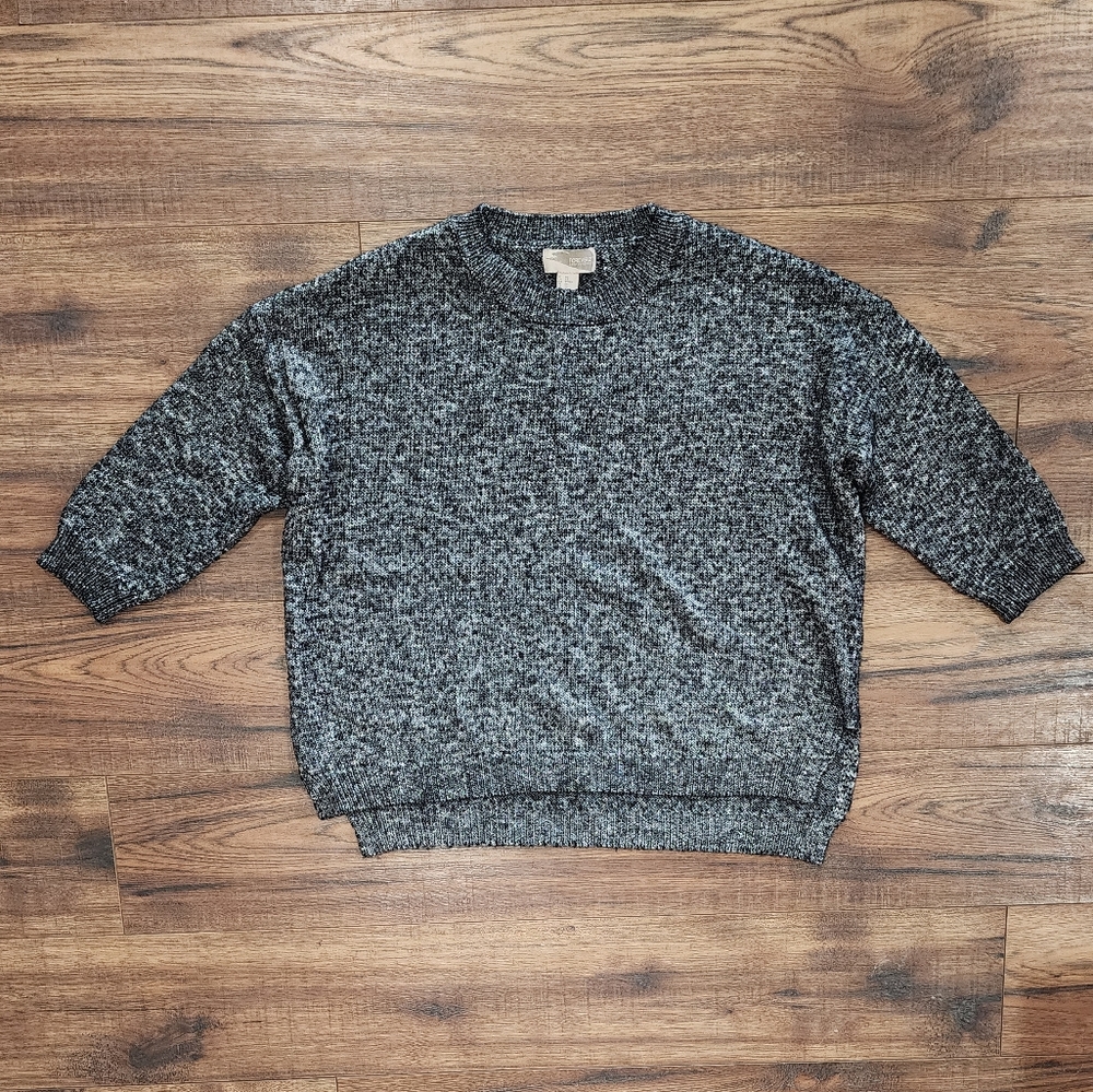 Forever 21 Junior's Cropped Crew Neck Shimmer Half Sleeve Sweater X-Small XS